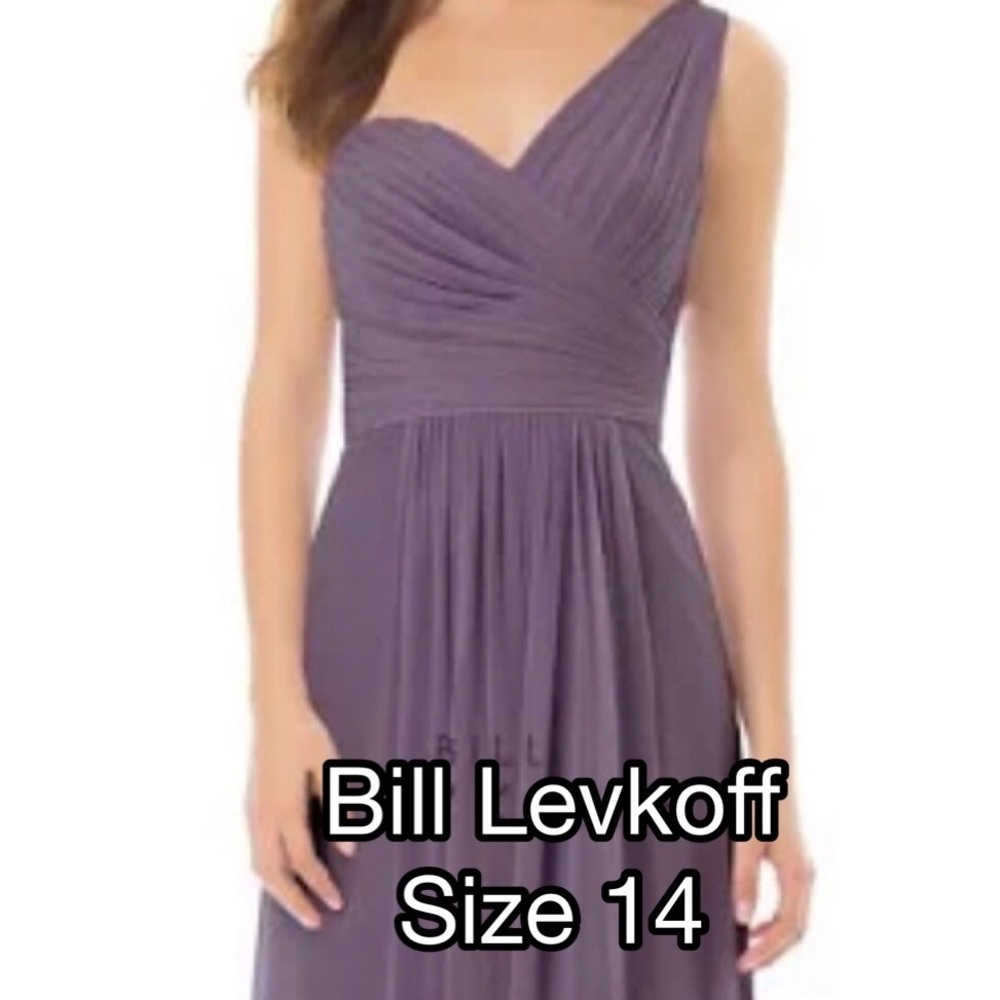 Bill Levkoff Victorian Lilac Women’s Chiffon Gown Prom Dress 1-Shoulder 14 [ee]